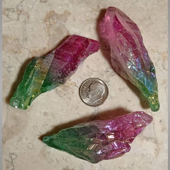 ONE apple-rose AURA QUARTZ crystal stone rock point CHAKRA - healing PLATINUM 01 - Picture 2 of 3